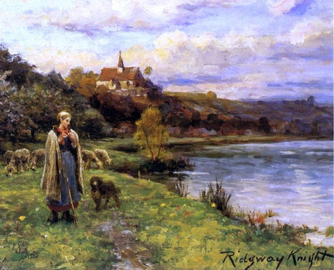  Daniel Ridgway Knight Woman by the Water - Hand Painted Oil Painting