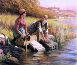 Daniel Ridgway Knight Women Washing Clothes by a Stream - Hand Painted Oil Painting