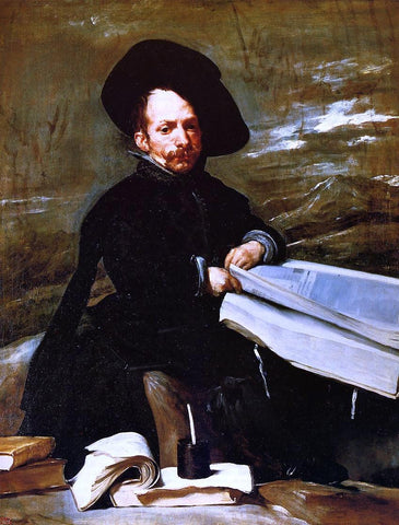  Diego Velazquez Dwarf Holding a Tome in His Lap (also known as Don Diego de Acedo, el Primo) - Hand Painted Oil Painting