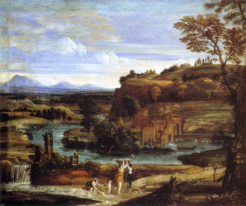  Domenichino Landscape with a Child Overturning Wine - Hand Painted Oil Painting