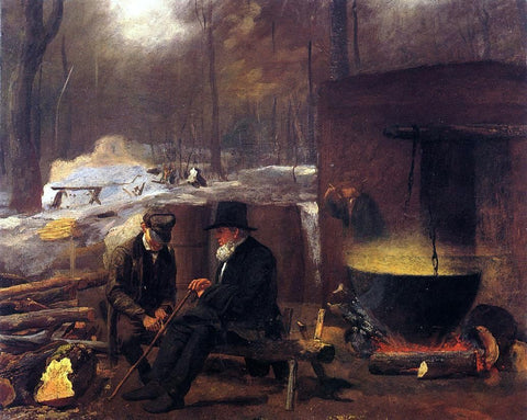 Eastman Johnson At the Camp, Spinning Yarns and Whittling - Hand Painted Oil Painting