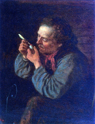  Eastman Johnson Lighting His Pipe - Hand Painted Oil Painting