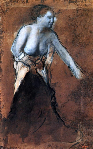  Edgar Degas Standing Female Figure with Bared Torso - Hand Painted Oil Painting