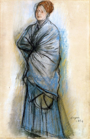  Edgar Degas Woman in Blue (also known as Portrait of Mlle. Helene Rouart) - Hand Painted Oil Painting