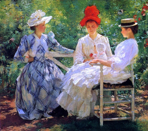  Edmund Tarbell In a Garden (also known as The Three Sisters - A Study of June Sunlight) - Hand Painted Oil Painting