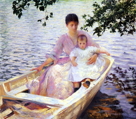  Edmund Tarbell A Mother and Child in a Boat - Hand Painted Oil Painting