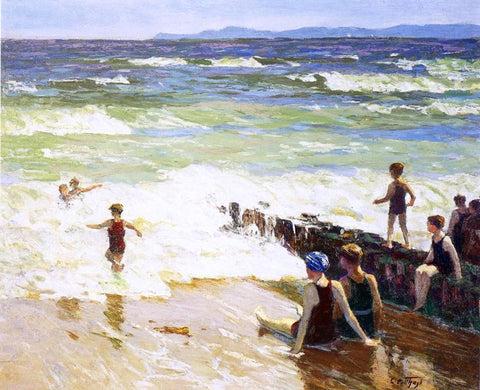  Edward Potthast Bathers by the Shore - Hand Painted Oil Painting