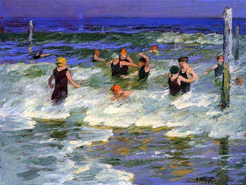  Edward Potthast Bathing in the Surf - Hand Painted Oil Painting