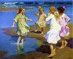  Edward Potthast Girls at the Beach - Hand Painted Oil Painting