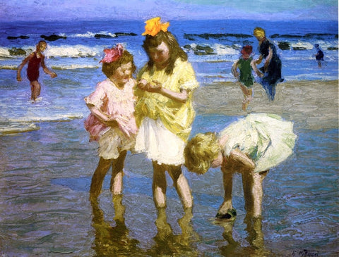  Edward Potthast Three Girls at the Seashore - Hand Painted Oil Painting