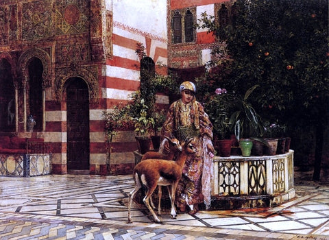  Edwin Lord Weeks Girl in a Moorish Courtyard - Hand Painted Oil Painting