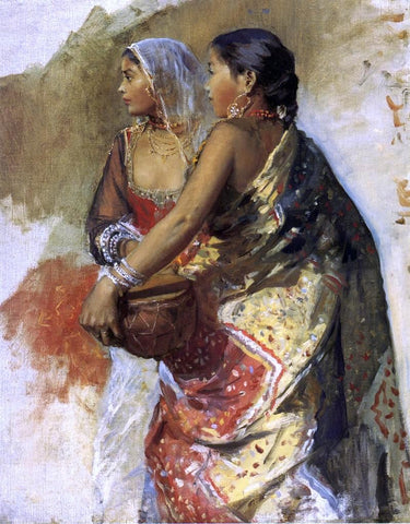  Edwin Lord Weeks Sketch - Two Nautch Girls - Hand Painted Oil Painting