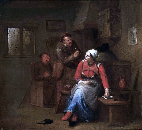 The Elder Egbert Jaspersz Van Heemskerck Two Peasants and a Woman in an Inn - Hand Painted Oil Painting