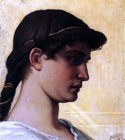  Elihu Vedder Head of a Roman Maiden - Hand Painted Oil Painting