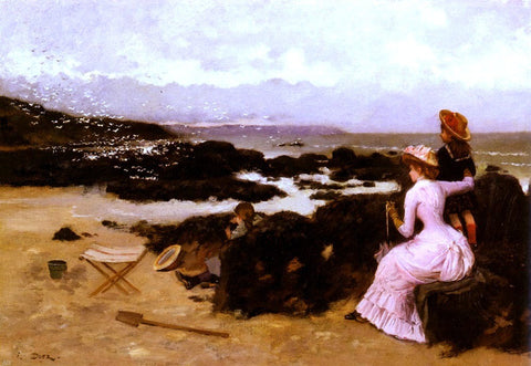  Ernest Ange Duez Femme Et Enfants Sur La Plage - Hand Painted Oil Painting