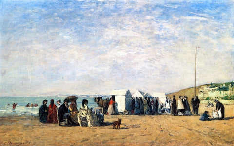  Eugene-Louis Boudin Bathing Hour on the Beach at Trouville - Hand Painted Oil Painting