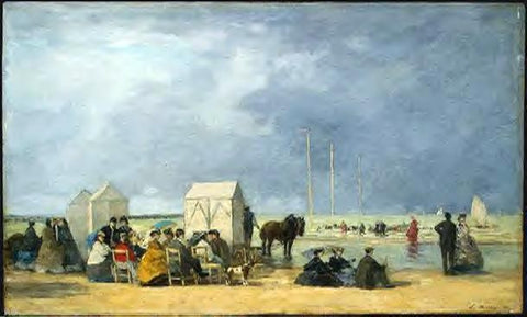  Eugene-Louis Boudin Bathing Time at Deauville - Hand Painted Oil Painting