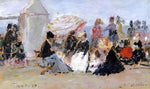  Eugene-Louis Boudin Crinolines on the Beach, Trouville - Hand Painted Oil Painting