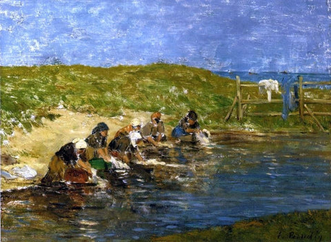  Eugene-Louis Boudin Laundresses by the Sea - Hand Painted Oil Painting