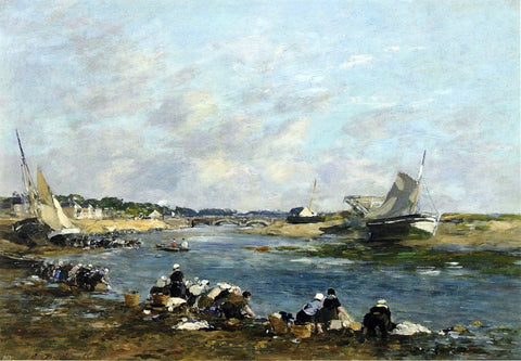 Eugene-Louis Boudin Laundresses on a Branch of the Toques - Hand Painted Oil Painting