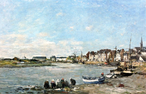  Eugene-Louis Boudin Laundresses on the Banks of the Port of Trouville - Hand Painted Oil Painting