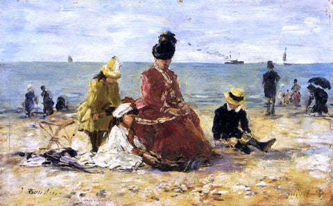  Eugene-Louis Boudin On the Beach - Hand Painted Oil Painting