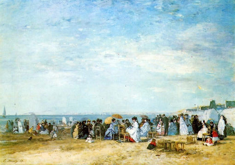  Eugene-Louis Boudin The Beach - Hand Painted Oil Painting
