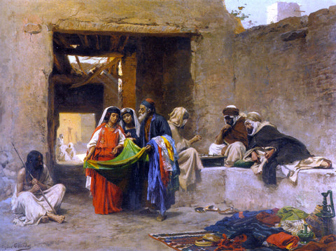  Eugene Alexis Girardet At The Souk - Hand Painted Oil Painting