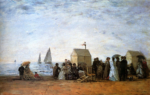  Eugene-Louis Boudin The Beach at Trouville - Hand Painted Oil Painting