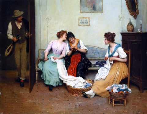 Eugene De Blaas The Friendly Gossips - Hand Painted Oil Painting
