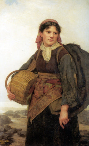  Eugenie Marie Salanson The Fishergirl - Hand Painted Oil Painting