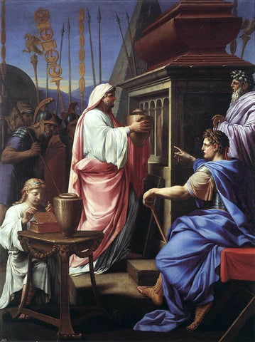  Eustache Le Sueur Caligula Depositing the Ashes of his Mother and Brother in the Tomb of his Ancestors - Hand Painted Oil Painting