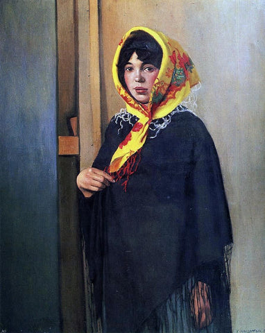  Felix Vallotton Young Woman with Yellow Scarf - Hand Painted Oil Painting