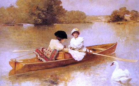  Ferdinand Heilbuth Boating on the Seine - Hand Painted Oil Painting