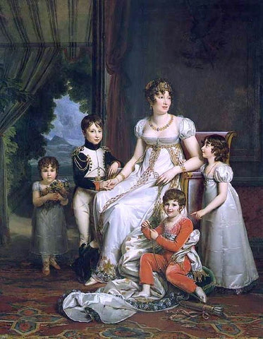  Baron Francois Gerard Caroline Bonaparte, Queen of Naples, and Her Children - Hand Painted Oil Painting