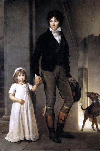  Baron Francois Gerard Jean-Baptist Isabey, Miniaturist, with his Daughter - Hand Painted Oil Painting