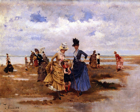  Francisco Miralles Y Gallup Sur La Plage - Hand Painted Oil Painting