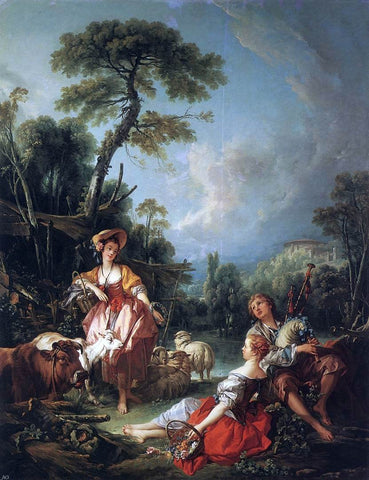  Francois Boucher A Summer Pastoral - Hand Painted Oil Painting