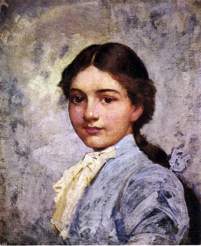 Frank Duveneck Girl in Blue Blouse - Hand Painted Oil Painting
