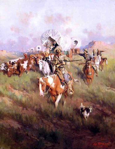  Frank Tenney Johnson Ever Westward - Hand Painted Oil Painting