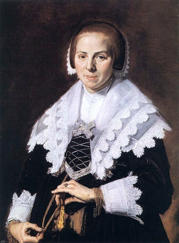  Frans Hals Portrait of a Woman Holding a Fan - Hand Painted Oil Painting