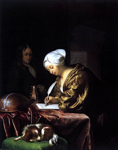  The Elder Frans Van  Mieris Woman Writing a Letter - Hand Painted Oil Painting
