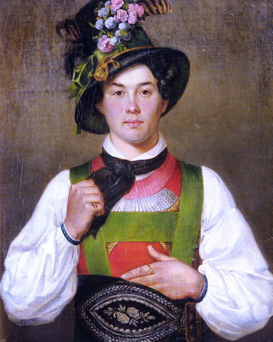  Franz Von Defregger A Young Man In Tyrolean Costume - Hand Painted Oil Painting