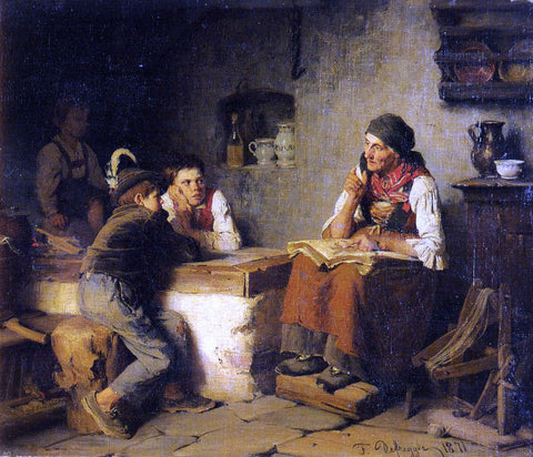  Franz Von Defregger Die Marchenerzahlerin - Hand Painted Oil Painting