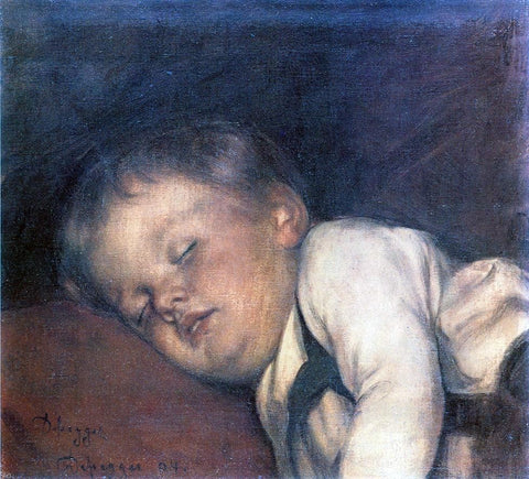  Franz Von Defregger Fallen Asleep - Hand Painted Oil Painting