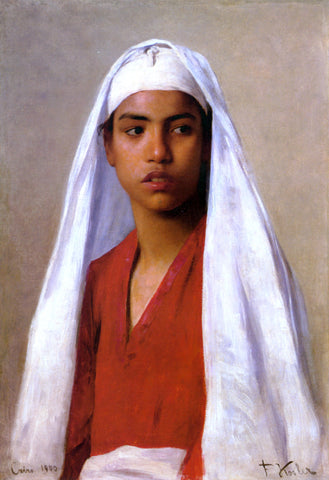  Franz Xavier Kosler Portrait of a Young Egyptian Girl - Hand Painted Oil Painting