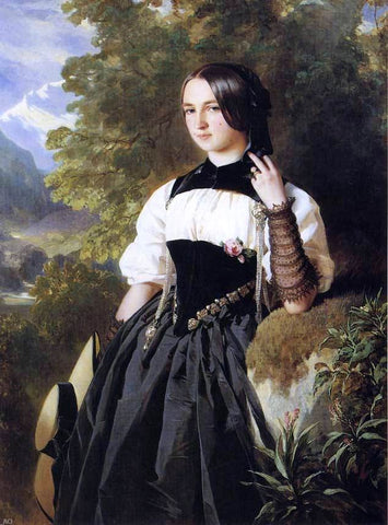  Franz Xavier Winterhalter Swiss Girl from Interlaken - Hand Painted Oil Painting