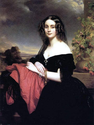  Franz Xavier Winterhalter Portrait of Claire de Bearn, Duchess of Vallombrosa - Hand Painted Oil Painting