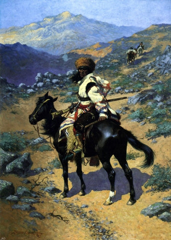  Frederic Remington An Indian Trapper - Hand Painted Oil Painting