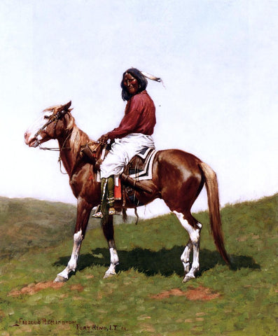  Frederic Remington Comanche Brave, Fort Reno, Indian Territory - Hand Painted Oil Painting